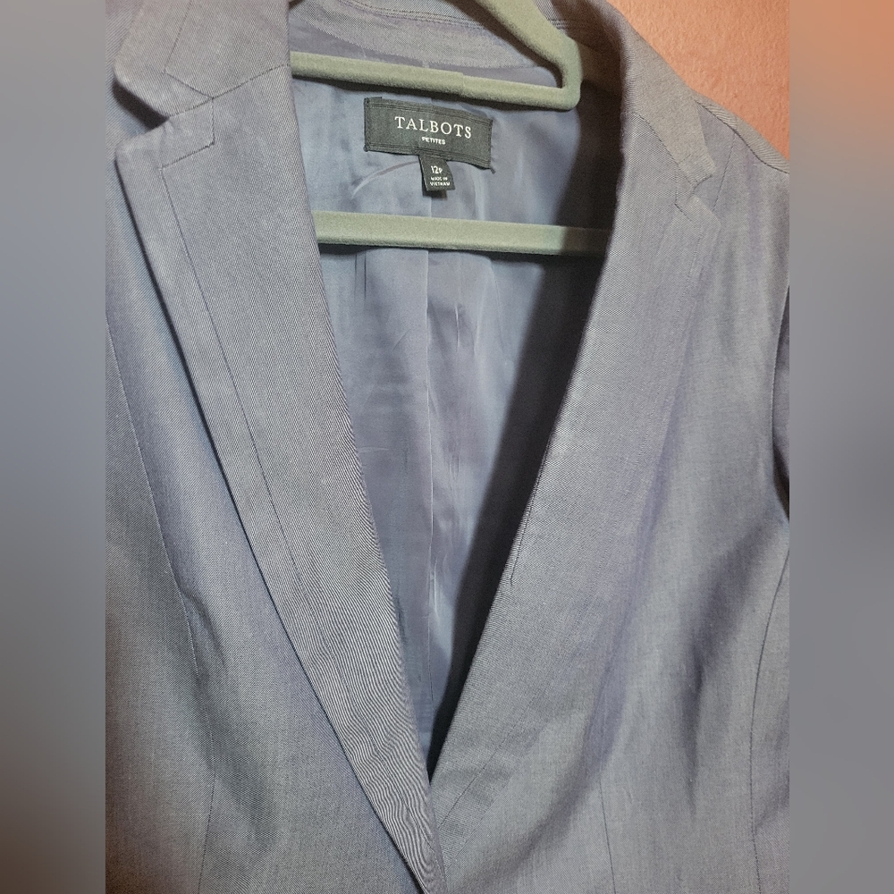 (12P)Talbots Women's Longsleeve Notch Lapel Gray Blazer Size 12 P